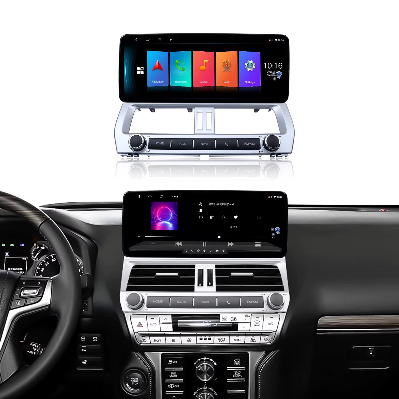 Toyota Prado 150 2018–2024 Android Multimedia Screen + RHD Frame | Wireless CarPlay & Android Auto