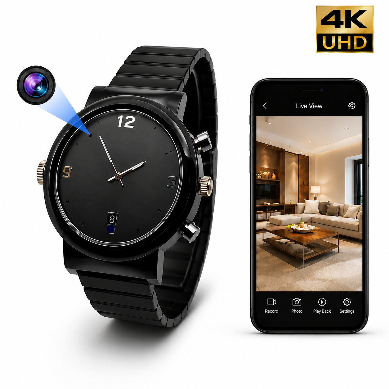1080P IR Watch Camera 32GB – Wearable HD Video Camera with Infrared Recording & Photo Capture