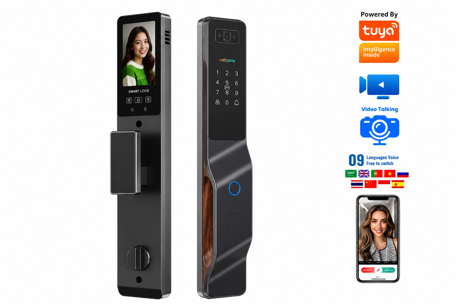 XFK50 Smart Door Lock – WiFi Fingerprint, Face Recognition, Password & Card
