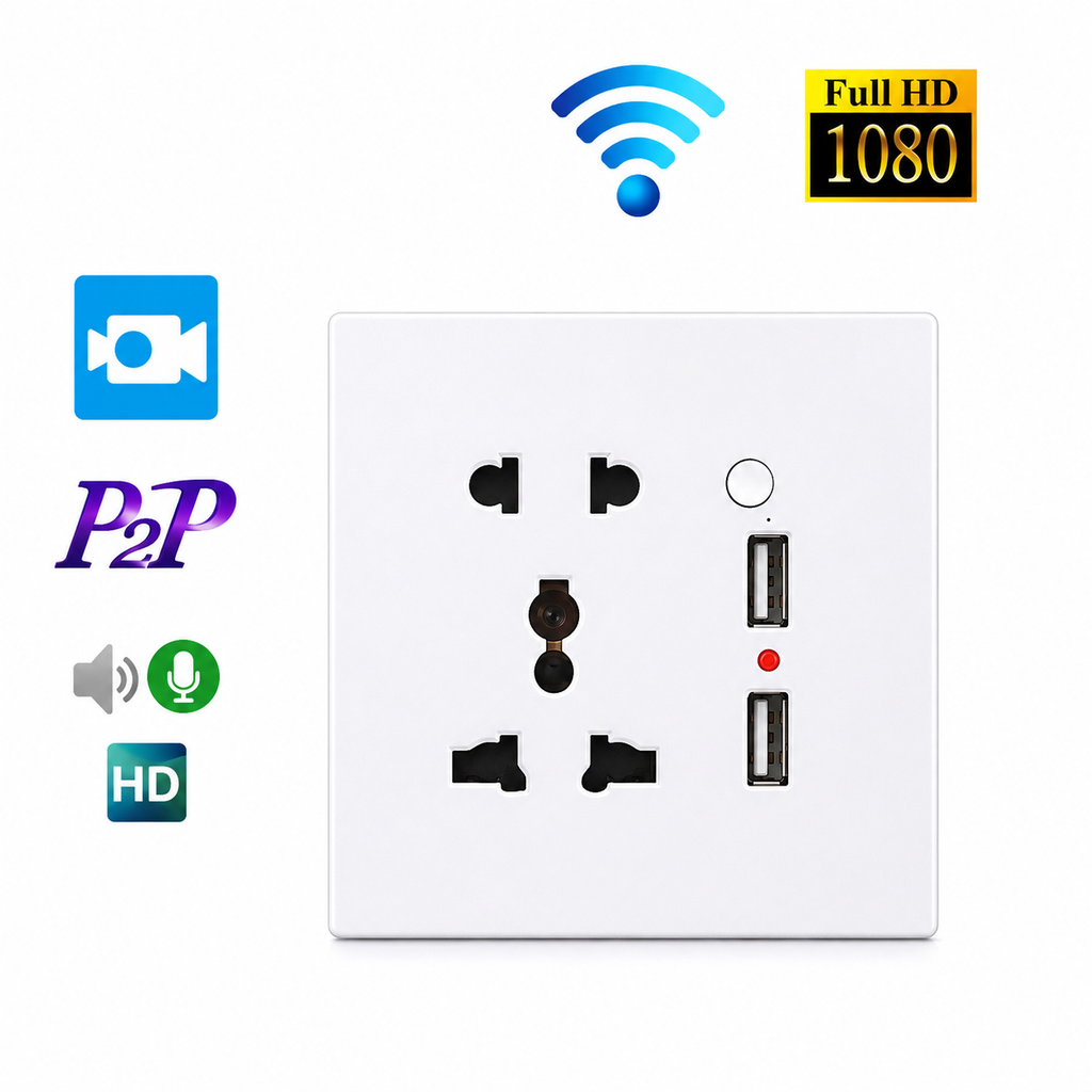 WiFi Security Camera Wall Socket & Switch – Full HD 1080P Remote Monitoring