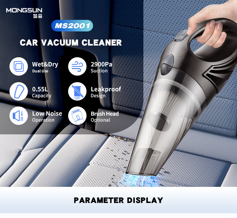 MS2001 Car Vacuum Cleaner – 70W 12V 2900Pa Portable Handheld Vacuum with HEPA Filter