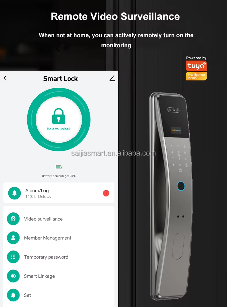 K36S-TUYA Smart Door Lock – WiFi 3D Face, Palm, Fingerprint, Password & Card