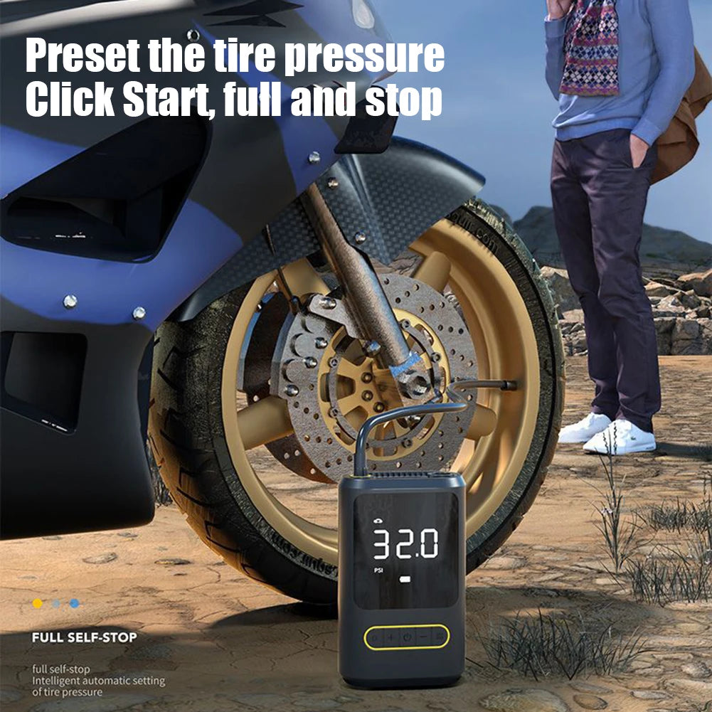 ATJ-8466 Portable Tyre Inflator – 150PSI Cordless Car Air Compressor with LED & Power Bank