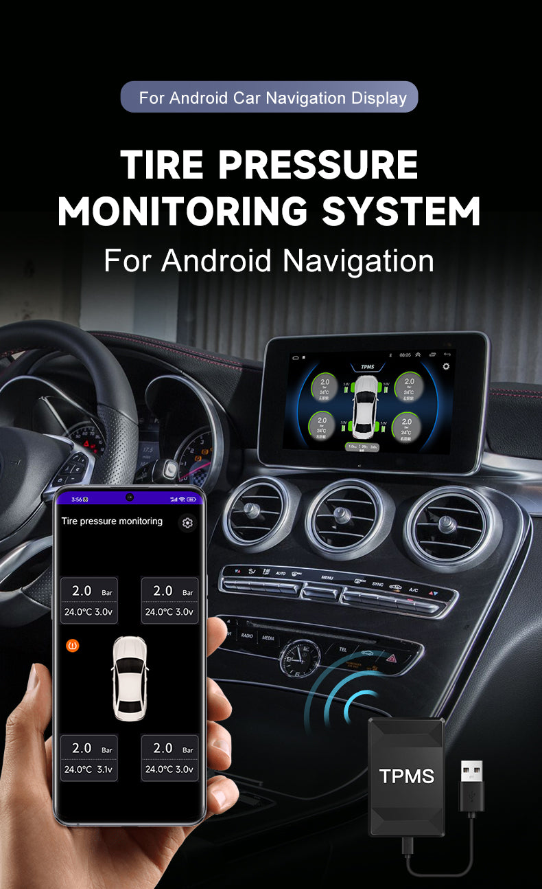 CAREUD TPMS with 4 Internal Sensors – Bluetooth Tyre Pressure Monitoring System for Cars
