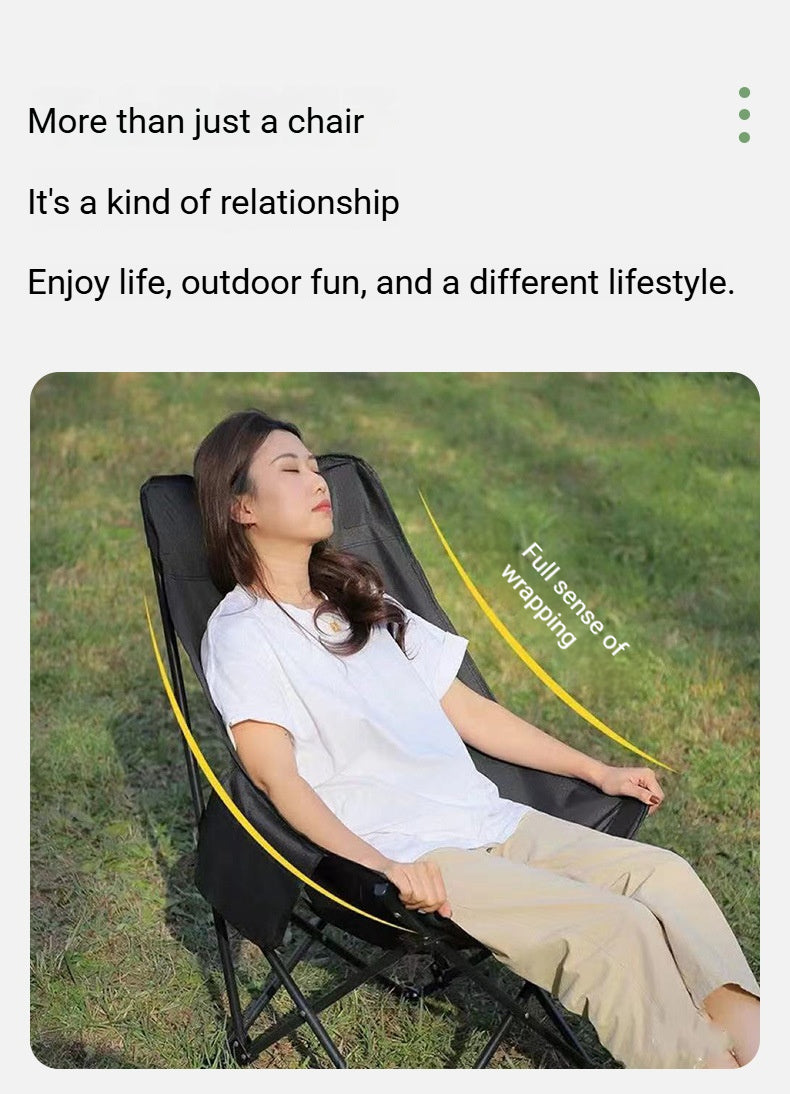 SK-21 Folding Camping Chair – Portable Oxford Fabric Moon Chair for Outdoor Use