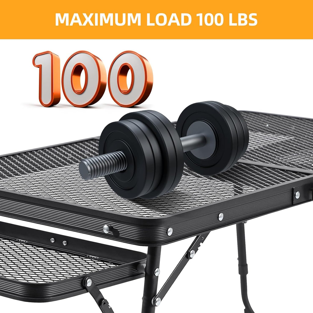 Portable Folding Camping Grill Table – Adjustable Height Outdoor BBQ & Picnic Table