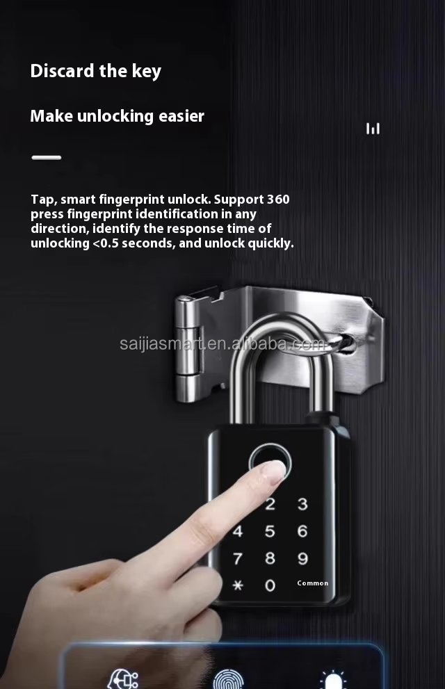 SJ103 Smart Fingerprint Padlock – Tuya WiFi Waterproof IP67 Keyless Lock