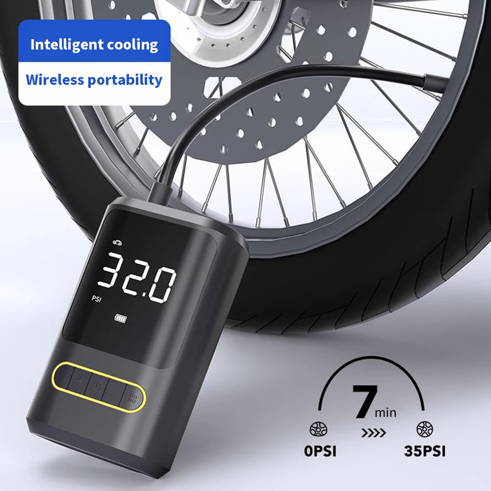 ATJ-8466 Portable Tyre Inflator – 150PSI Cordless Car Air Compressor with LED & Power Bank