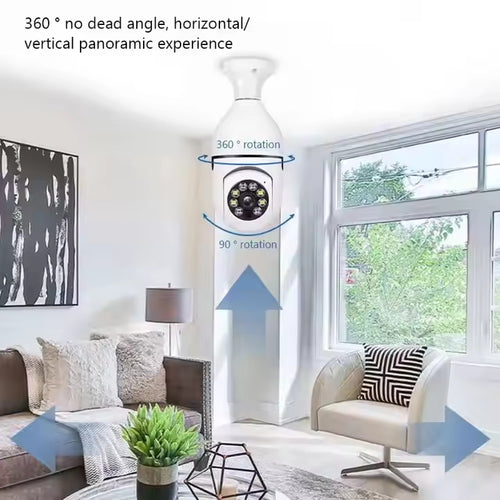 360° WiFi Light Bulb Security Camera with HD Night Vision