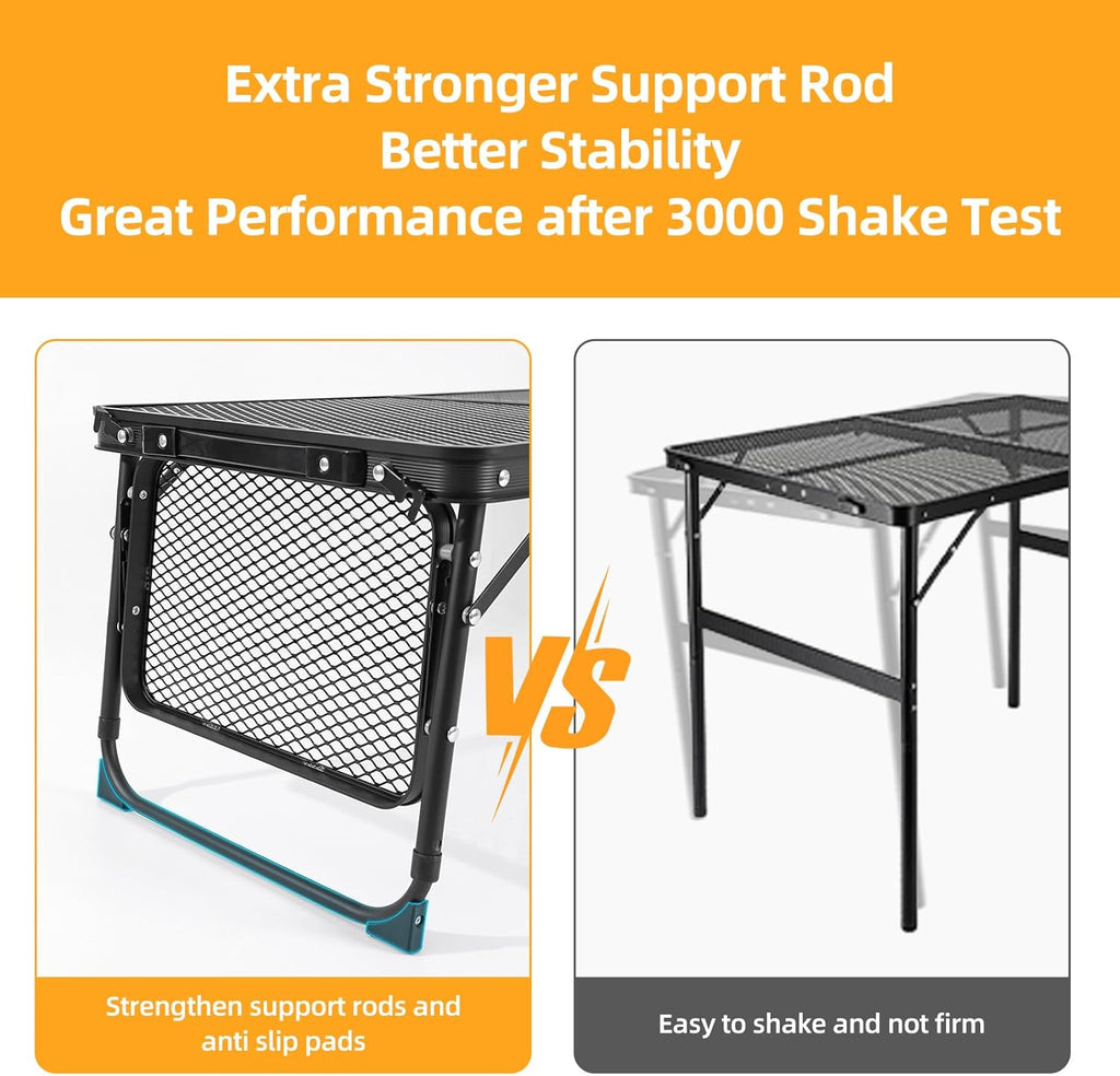 Portable Folding Camping Grill Table – Adjustable Height Outdoor BBQ & Picnic Table