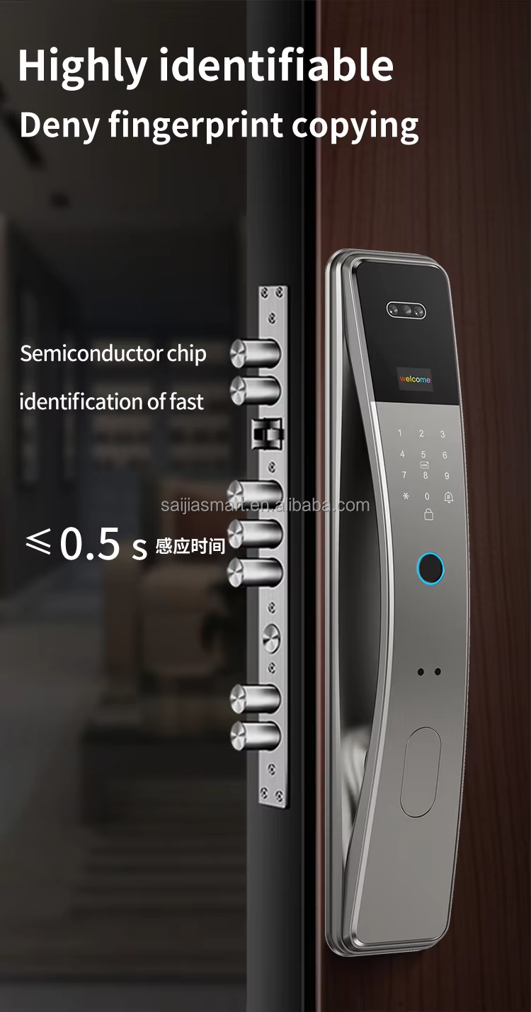 K36S-TUYA Smart Door Lock – WiFi 3D Face, Palm, Fingerprint, Password & Card