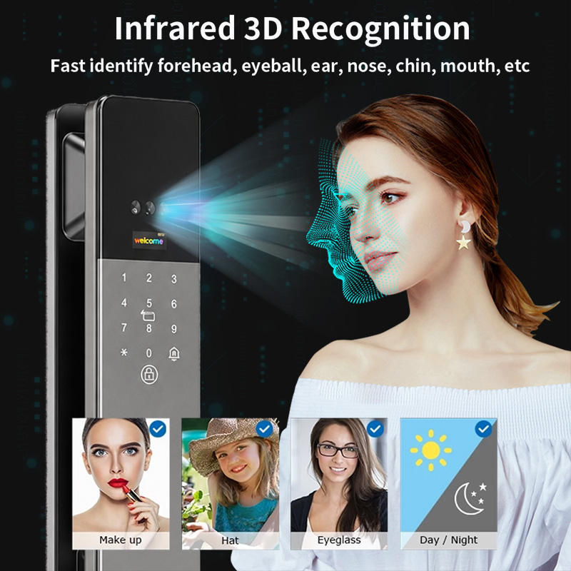 K49 Smart Door Lock – WiFi Tuya Fingerprint, Face Recognition, Camera & Password
