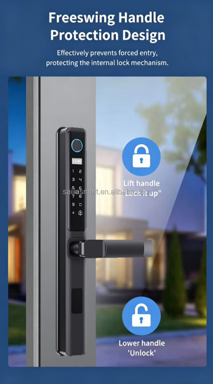 D02 Smart Door Lock – Tuya WiFi Fingerprint, Password, Card & Key Keyless Entry