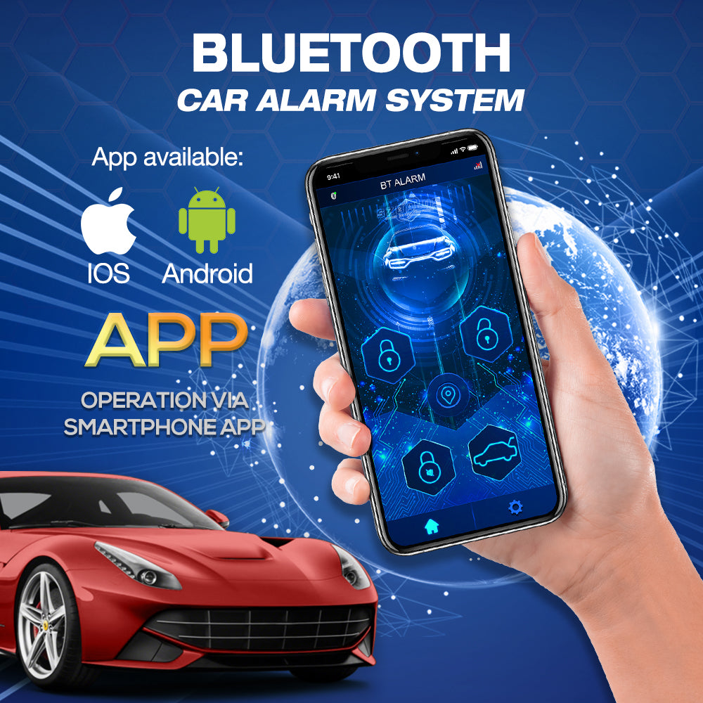 Universal 12V Car Alarm System – Bluetooth App Control, Keyless Entry & Anti-Theft
