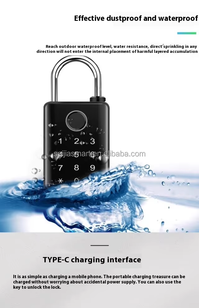 SJ103 Smart Fingerprint Padlock – Tuya WiFi Waterproof IP67 Keyless Lock