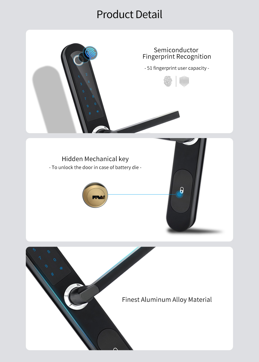 D9 Smart Door Lock – Tuya WiFi Fingerprint, Password, Card & Key Keyless Entry