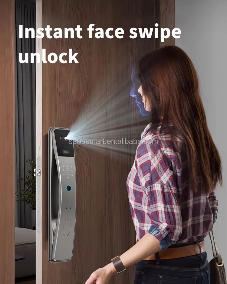 K36S-TUYA Smart Door Lock – WiFi 3D Face, Palm, Fingerprint, Password & Card