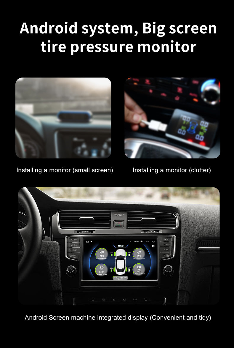 CAREUD TPMS with 4 Internal Sensors – Bluetooth Tyre Pressure Monitoring System for Cars