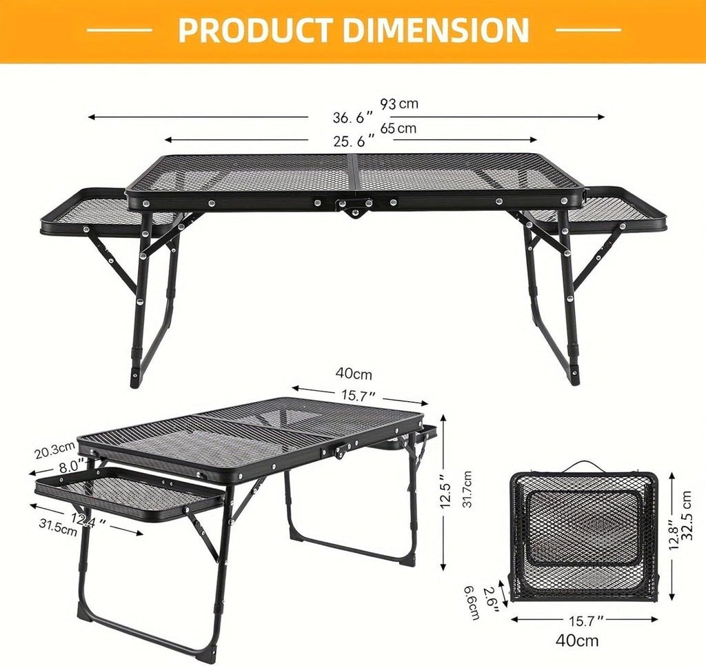Portable Folding Camping Grill Table – Adjustable Height Outdoor BBQ & Picnic Table