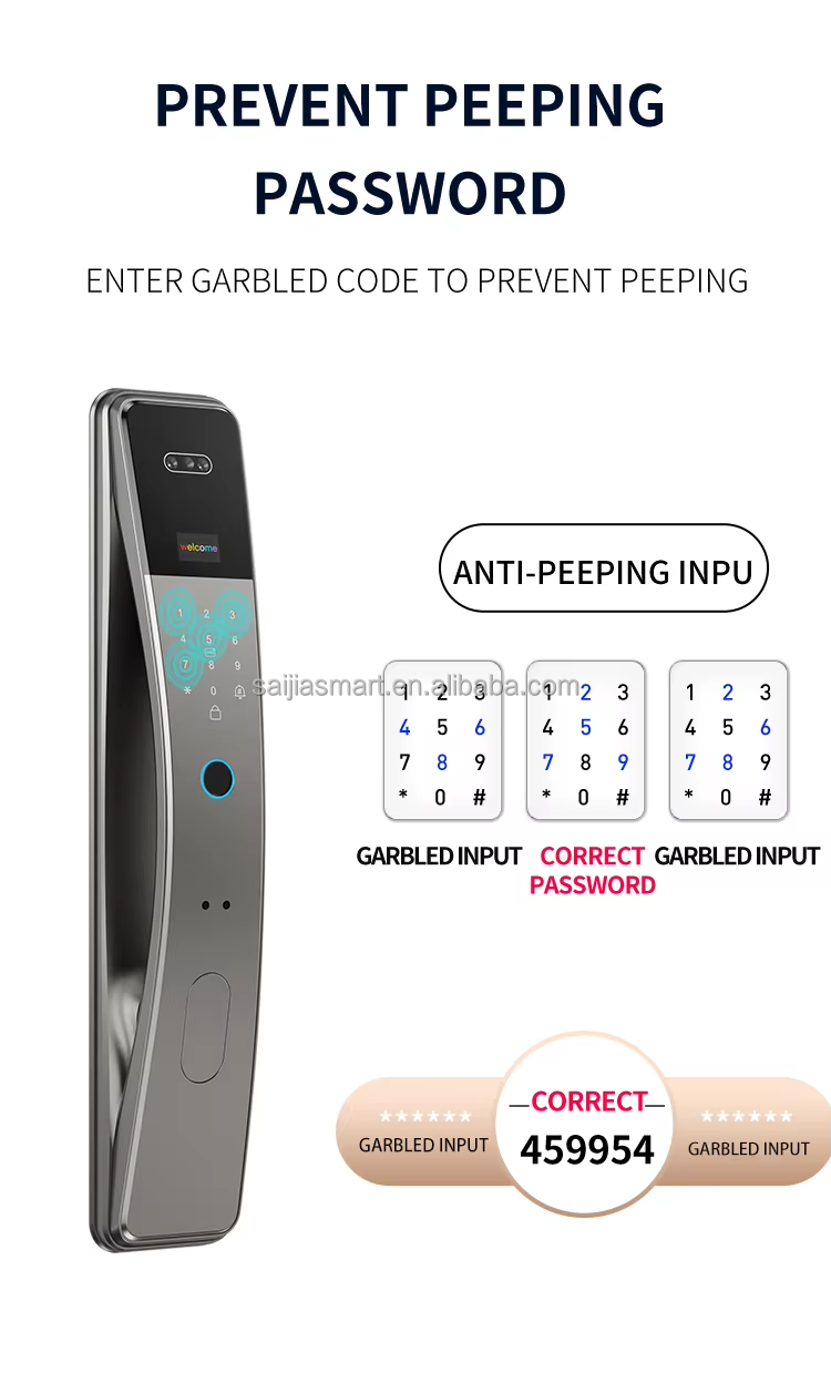 K36S-TUYA Smart Door Lock – WiFi 3D Face, Palm, Fingerprint, Password & Card