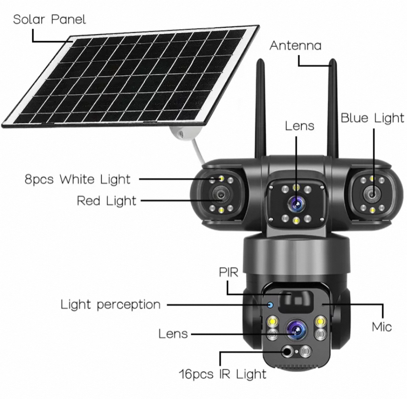 15MP 4G Solar Security Camera 360° WiFi Outdoor CCTV with Night Vision & Motion Tracking