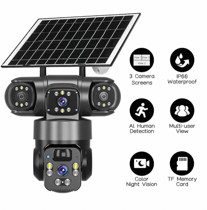 15MP 4G Solar Security Camera 360° WiFi Outdoor CCTV with Night Vision & Motion Tracking