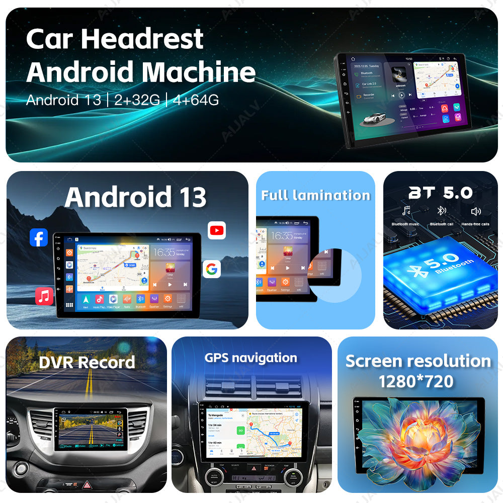 9/10 Inch Android Car Stereo with Wireless Apple CarPlay & Android Auto – IPS QLED Touchscreen GPS Navigation, Bluetooth, WiFi & 4G Double DIN Multimedia Player