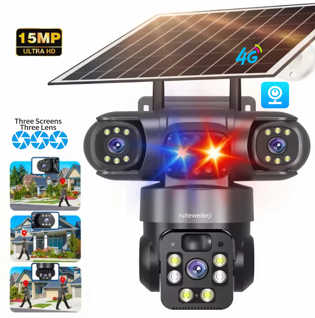 15MP 4G Solar Security Camera 360° WiFi Outdoor CCTV with Night Vision & Motion Tracking