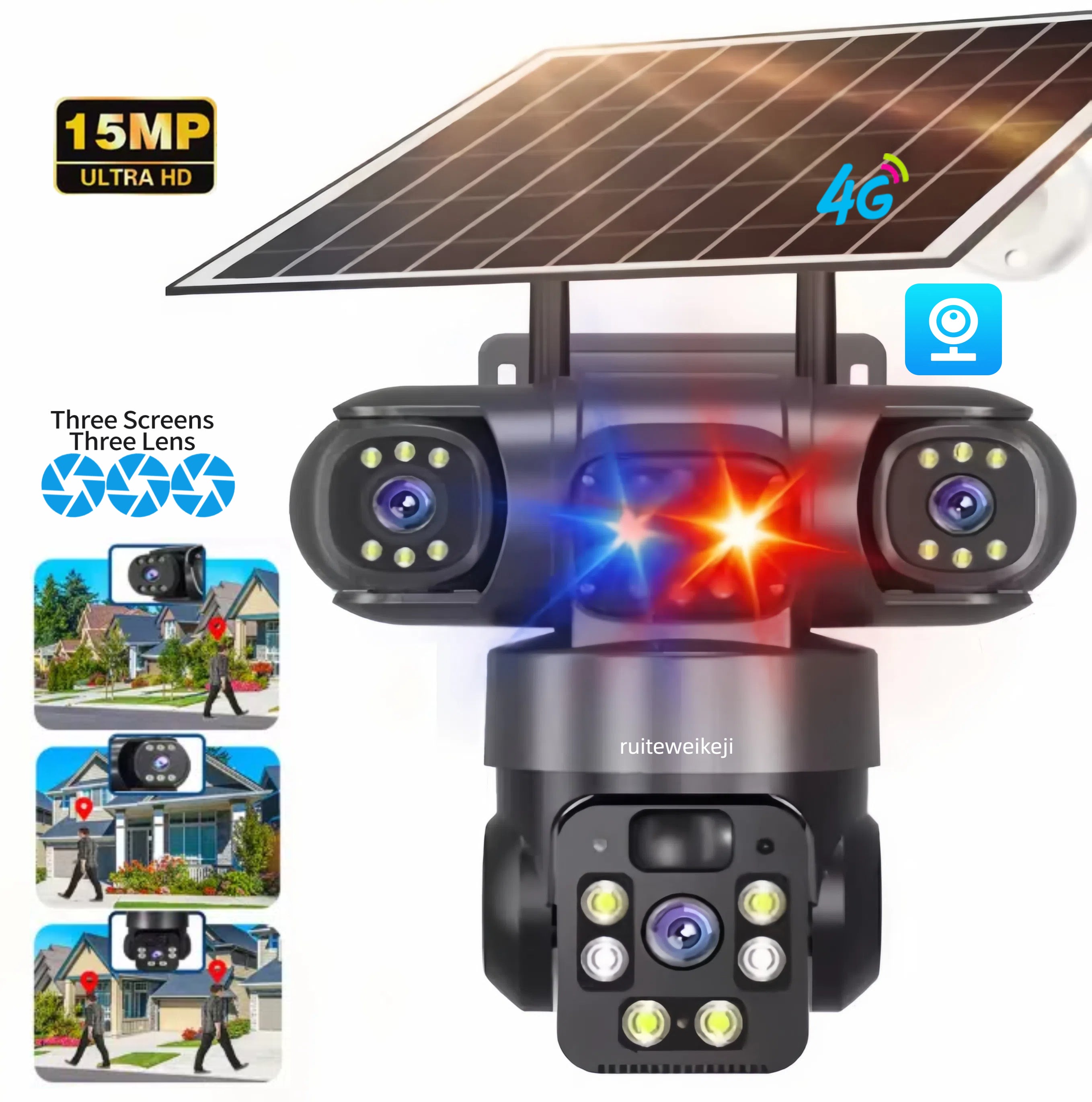 15MP 4G Solar Security Camera 360° WiFi Outdoor CCTV with Night Vision & Motion Tracking