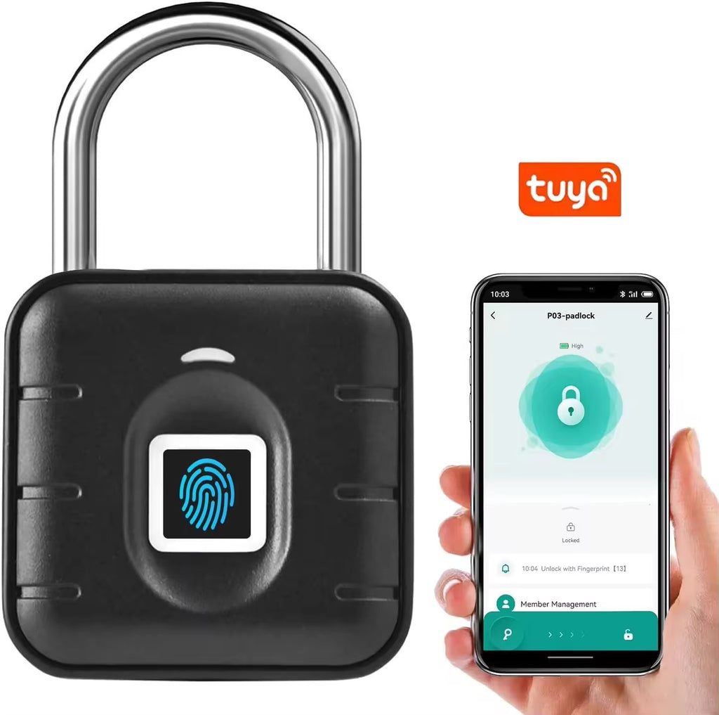 P2 Smart Fingerprint Padlock – Tuya App IP65 Waterproof Zinc Alloy Keyless Lock