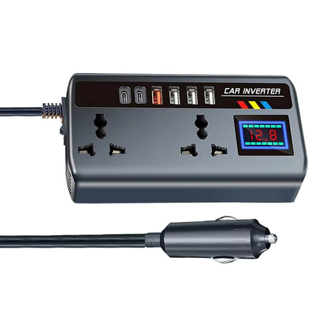 300W Car Power Inverter 12V/24V to 220V Converter with QC3.0 Fast Charging, USB-C & 3 USB Ports – Portable Automotive Charger Adapter