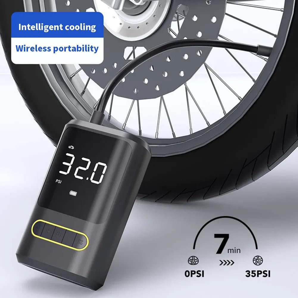 ATJ-8466 Portable Tyre Inflator – 150PSI Cordless Car Air Compressor with LED & Power Bank