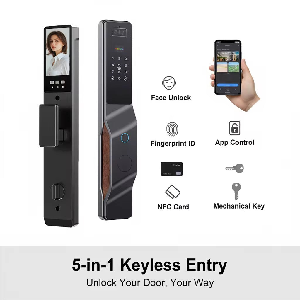 XFK50 Smart Door Lock – WiFi Fingerprint, Face Recognition, Password & Card