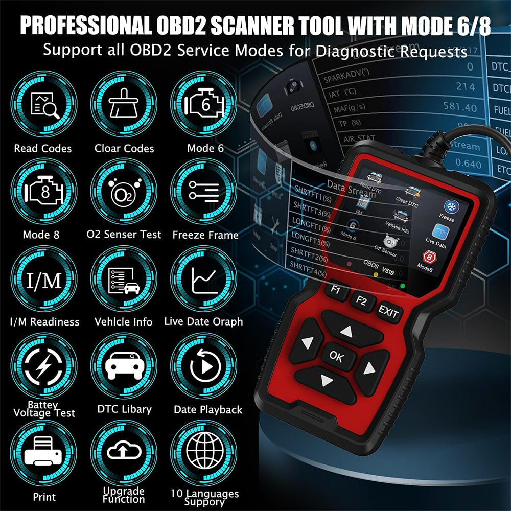 2026 V530 OBD2 Scanner Car Diagnostic Tool – Universal Engine Fault Code Reader with Live Data, Battery Test & 2.8" HD Display