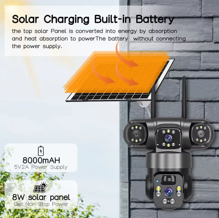 15MP 4G Solar Security Camera 360° WiFi Outdoor CCTV with Night Vision & Motion Tracking