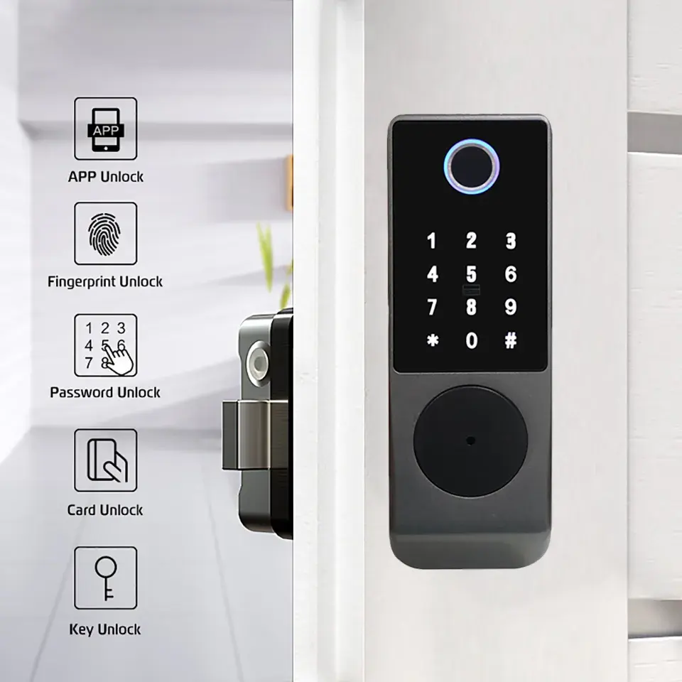 X1Pro Tuya Smart Fingerprint Door Lock – WiFi & Bluetooth Rim Lock for Gates