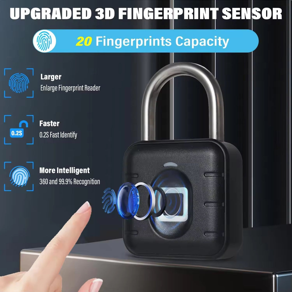 P2 Smart Fingerprint Padlock – Tuya App IP65 Waterproof Zinc Alloy Keyless Lock
