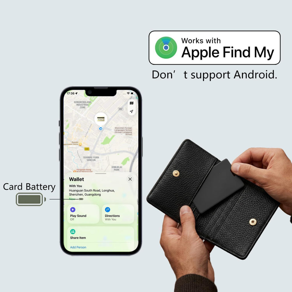 WESOLVET Smart Wallet Tracker Card – Apple Find My & Google Find Hub GPS Locator