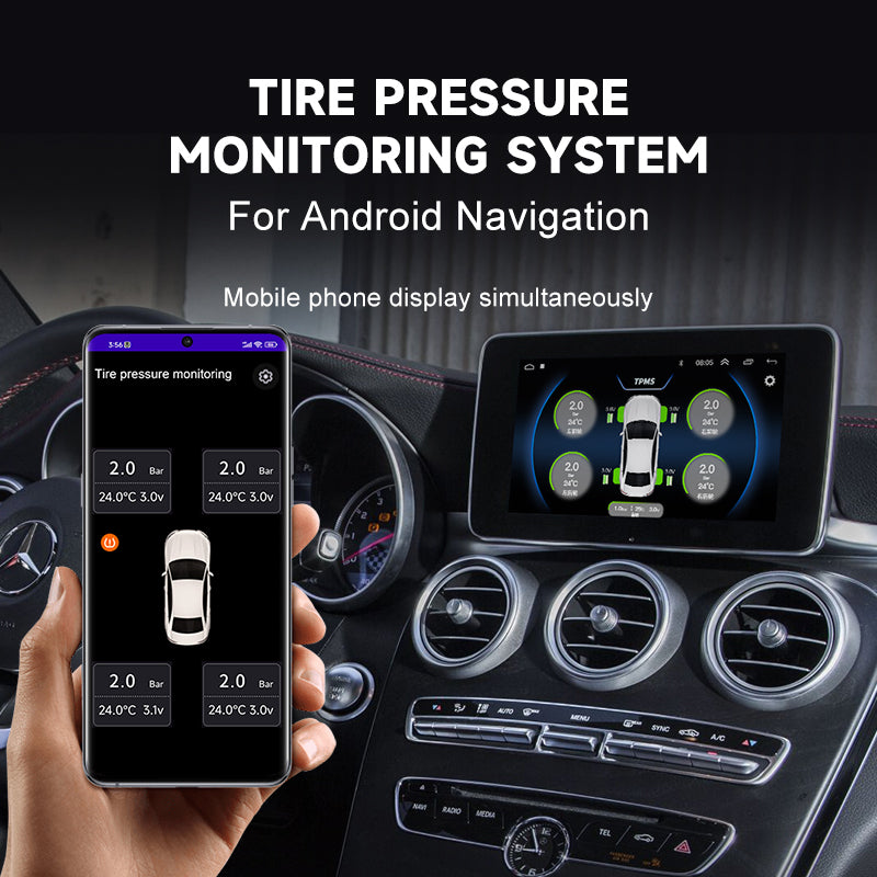 CAREUD TPMS with 4 Internal Sensors – Bluetooth Tyre Pressure Monitoring System for Cars