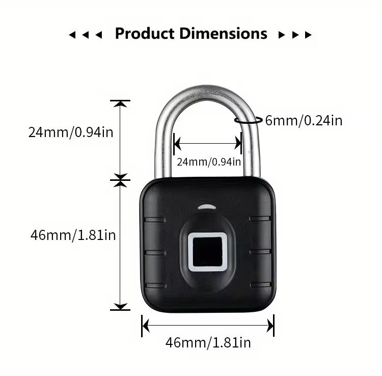 P2 Smart Fingerprint Padlock – Tuya App IP65 Waterproof Zinc Alloy Keyless Lock