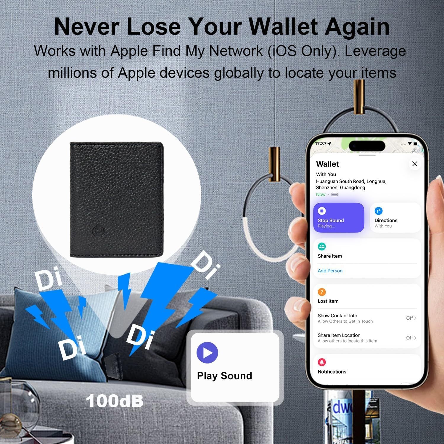 WESOLVET Smart Wallet Tracker Card – Apple Find My & Google Find Hub GPS Locator