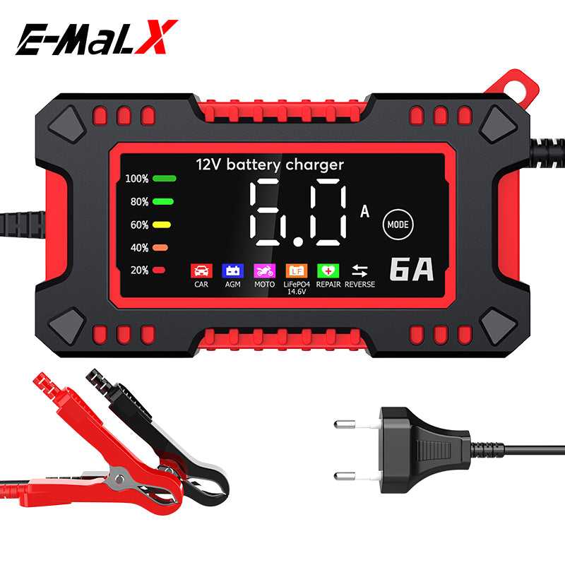 12V 6A Smart Car Battery Jump starter - Charger & Maintainer | Automatic Pulse Repair Charger for Cars & Motorcycles