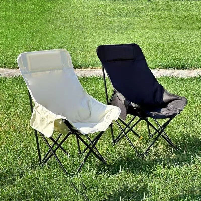 SK-21 Folding Camping Chair – Portable Oxford Fabric Moon Chair for Outdoor Use