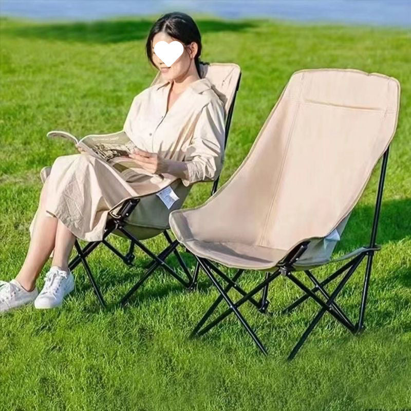 SK-21 Folding Camping Chair – Portable Oxford Fabric Moon Chair for Outdoor Use