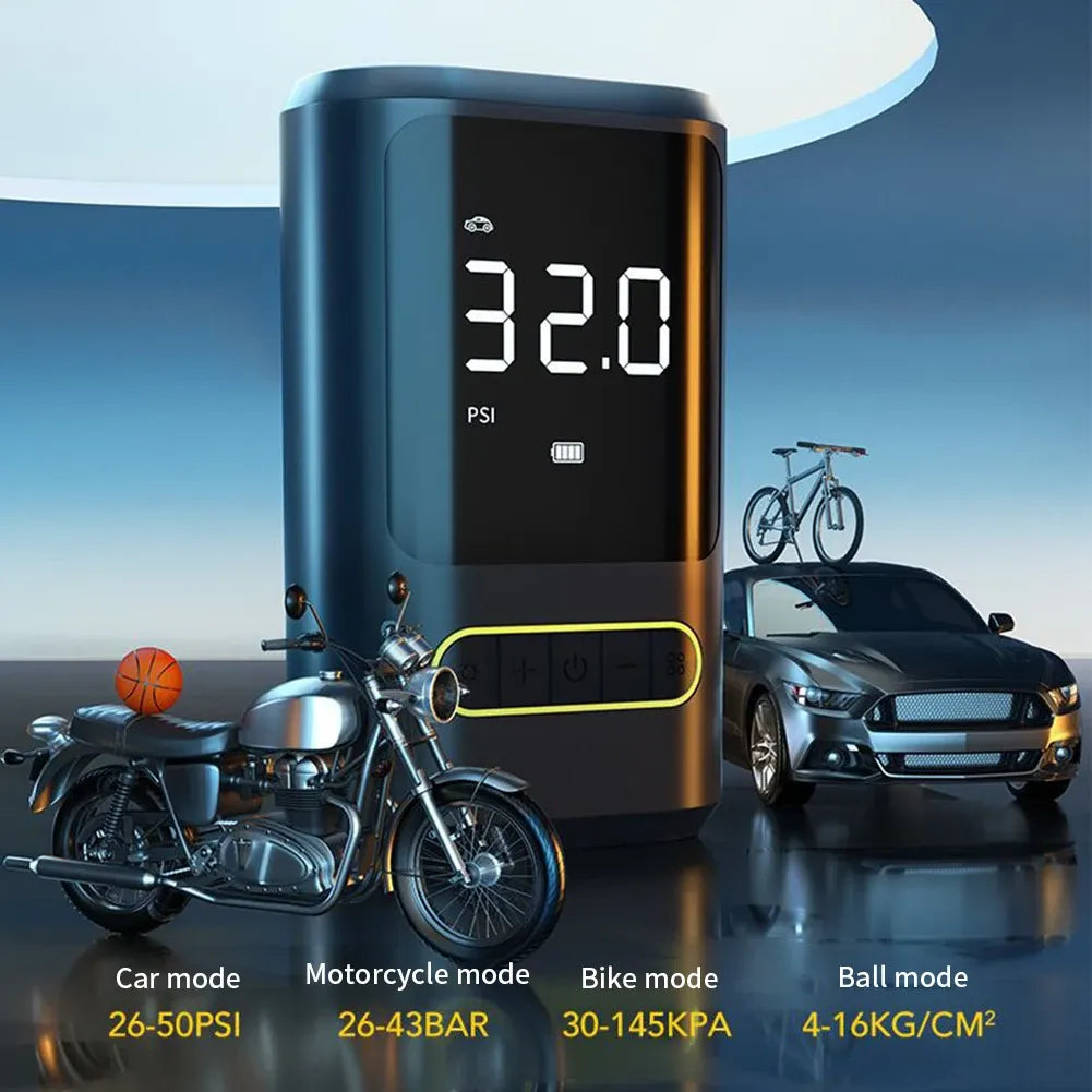 ATJ-8466 Portable Tyre Inflator – 150PSI Cordless Car Air Compressor with LED & Power Bank