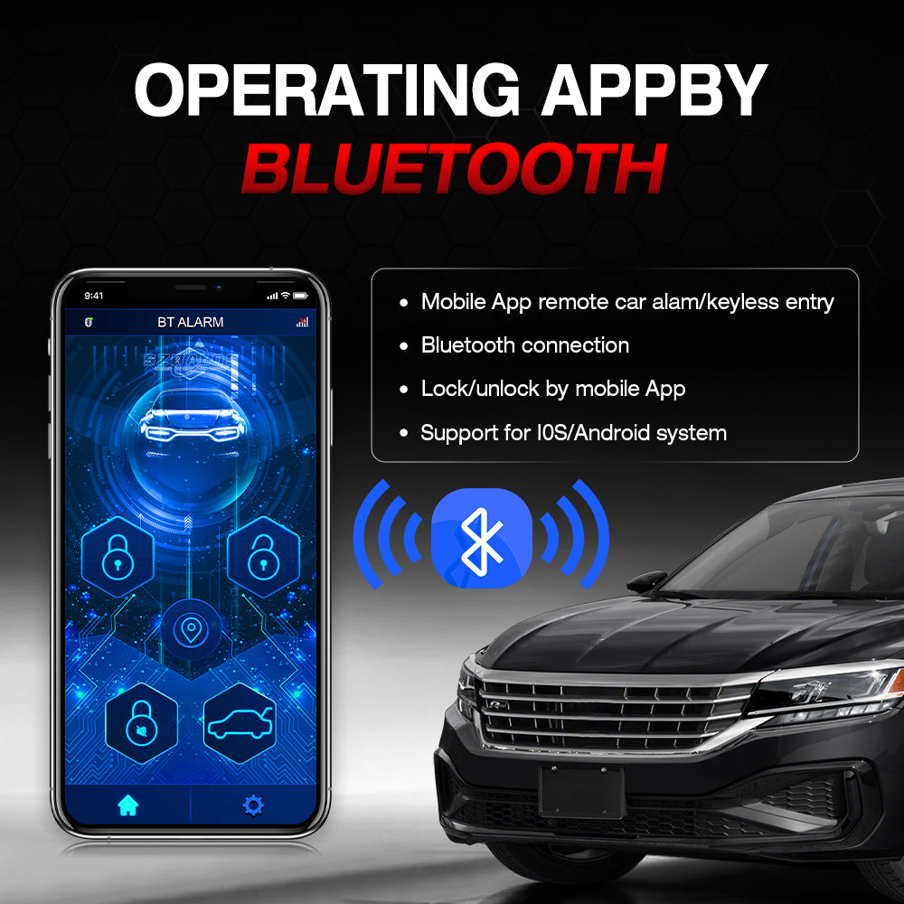 BT Car Alarm System – Bluetooth App Control, Keyless Entry & Central Locking