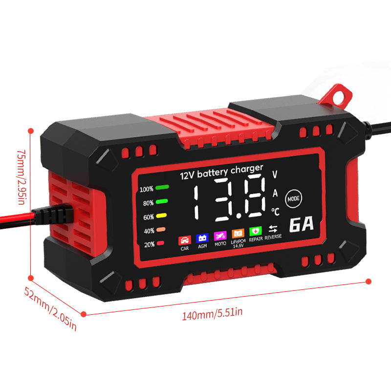 12V 6A Smart Car Battery Jump starter - Charger & Maintainer | Automatic Pulse Repair Charger for Cars & Motorcycles