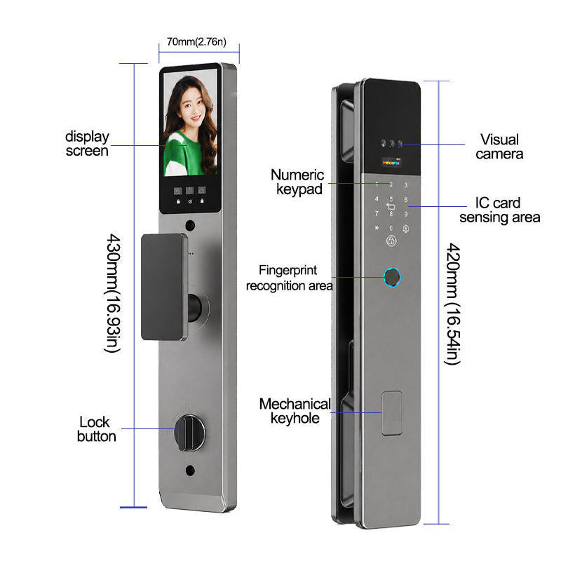 K49 Smart Door Lock – WiFi Tuya Fingerprint, Face Recognition, Camera & Password