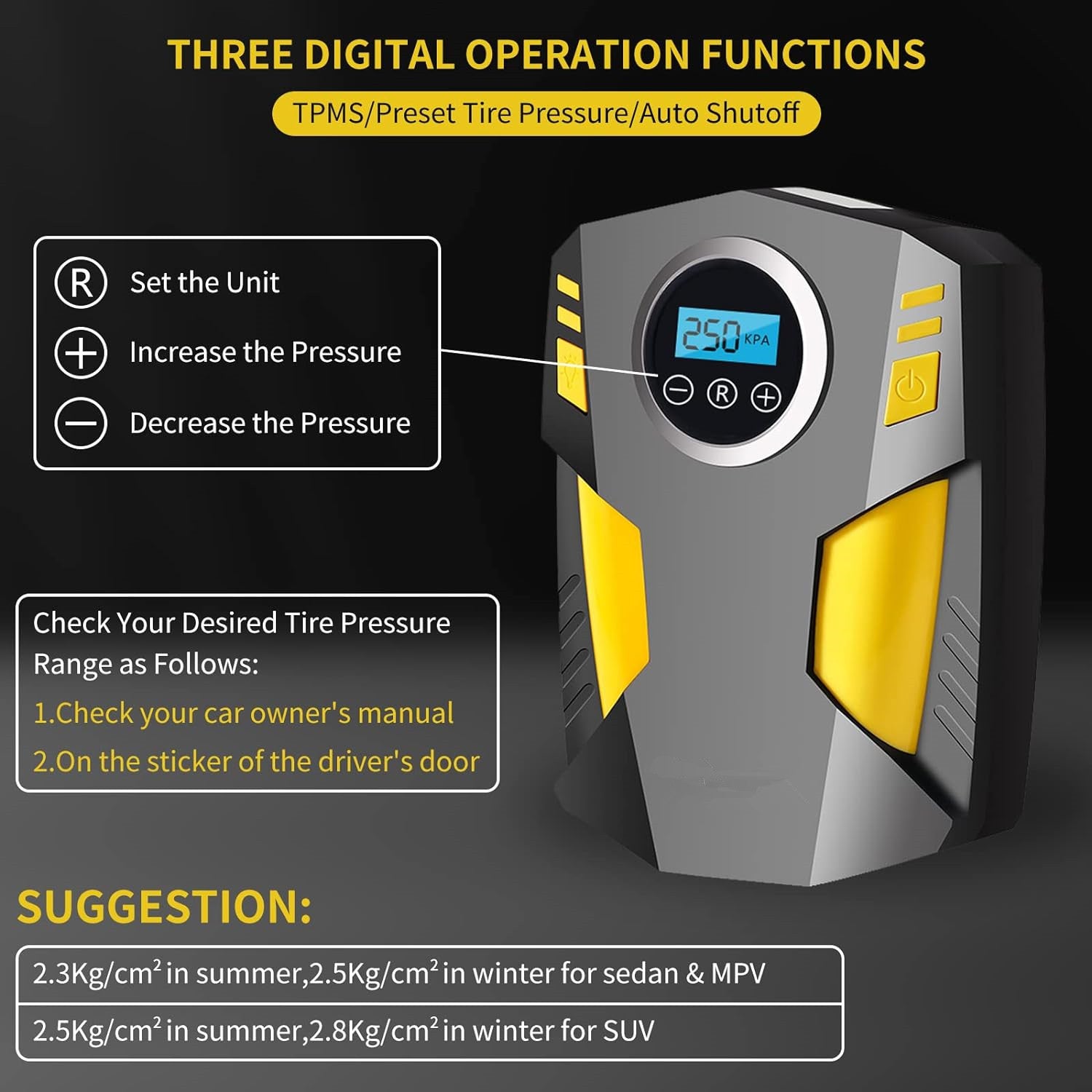MICO Digital Tire Inflator 12V Portable Air Compressor Pump – 150 PSI