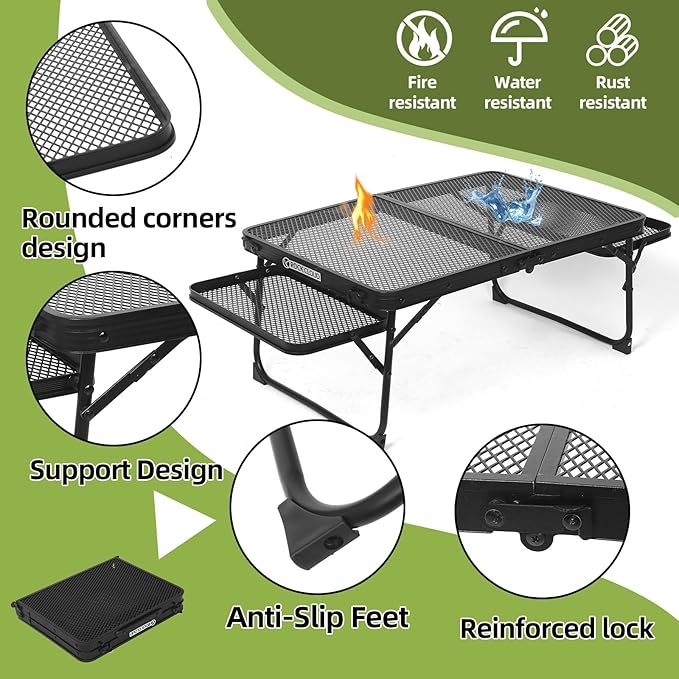 Portable Folding Camping Grill Table – Adjustable Height Outdoor BBQ & Picnic Table